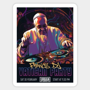 Pope Francis DJ Vatican Party Caricature Sticker